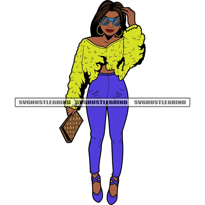 Gorgeous Melanin Girl Wearing Yellow Dress Sweater Sunglasses Puffy Afro Hairstyle Design Element Holding Bag Afro Girl Standing SVG JPG PNG Vector Clipart Cricut Cutting Files Ribbed Striped Patterned Gorgeous Melanin Girl Wearing Yellow Dress Sweater Sunglasses Puffy Afro Hairstyle Design Element Holding Bag Afro Girl Standing SVG JPG PNG Vector Clipart Cricut Cutting Files Ribbed Striped Patterned