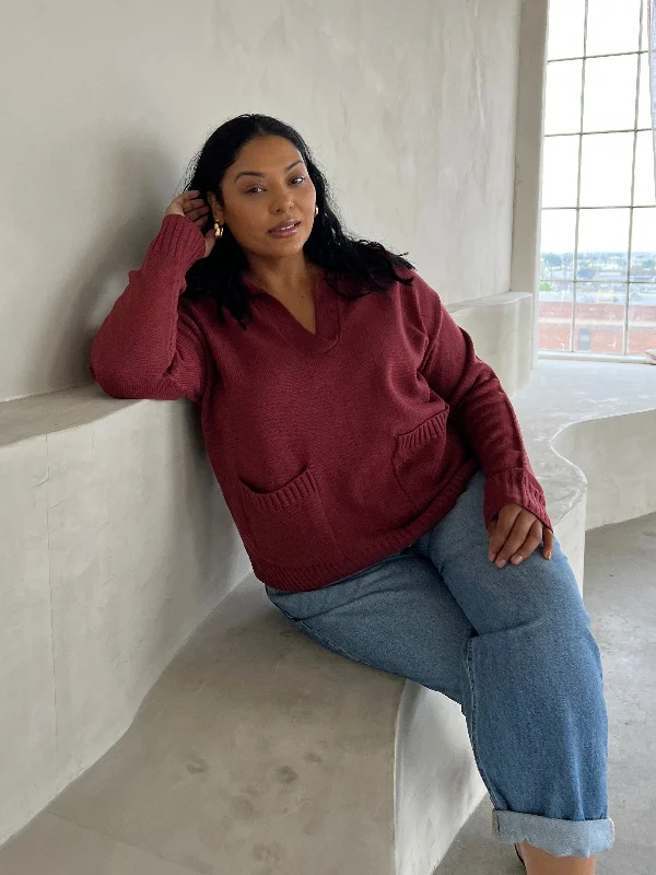Plus Size Collared Sweater Modern Contemporary Chic