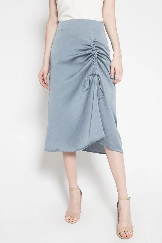 Up Front Skirt in Greyish Baby Blue denim skirt classic