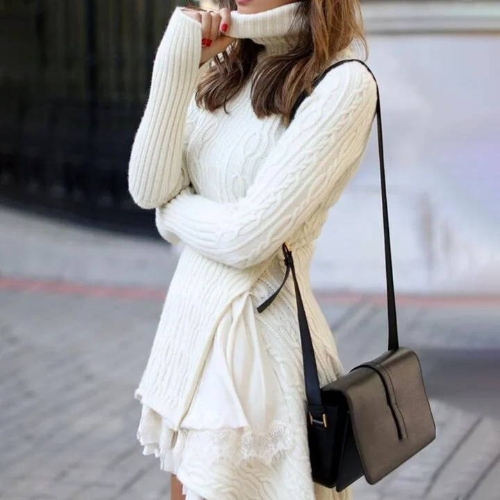 Women Plus Size Winter Sweater Dresses Stretchy Elastic Breathable