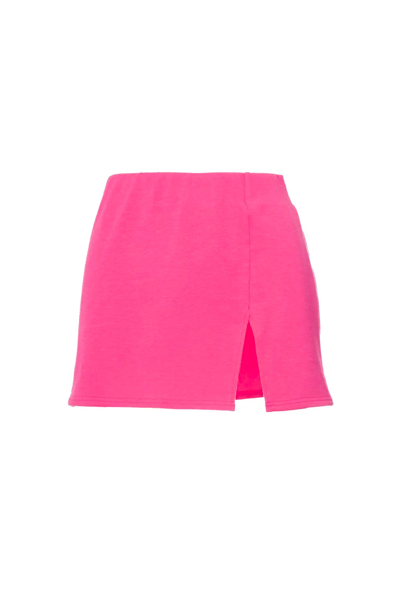 Front Slit Fuchsia Mini Skirt wool skirt sturdy