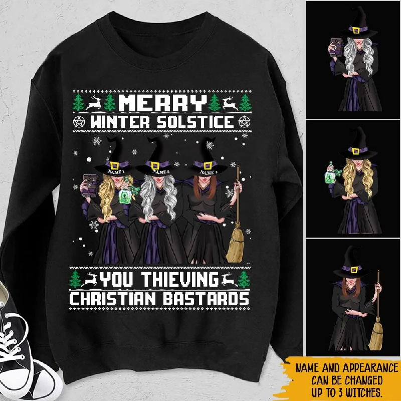 Witch Custom Sweater Merry Winter Solstice Personalized Gift Rayon Fabric Velvet Fabric Corduroy Fabric Witch Custom Sweater Merry Winter Solstice Personalized Gift Rayon Fabric Velvet Fabric Corduroy Fabric