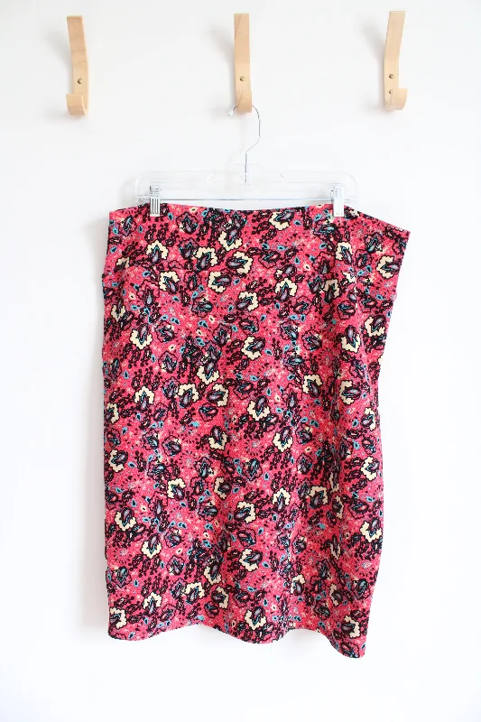 LuLaRoe Pink Patterned Knit Skirt | 3XL denim skirt casual