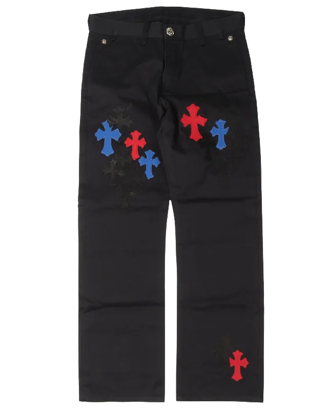 Multicolor Cross Patch Chino Pants High-Waist Yoga Pants