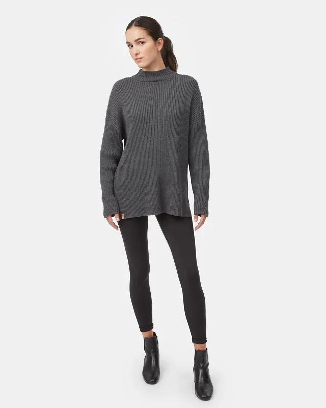 Highline Rib Tunic Sweater Glossy Satin Silk