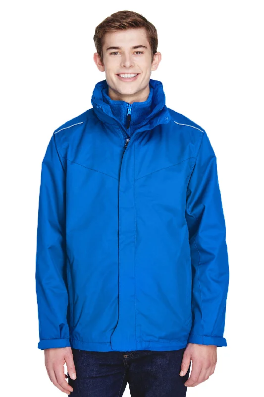 Core 365 Mens Region 3-in-1 Water Resistant Full Zip Hooded Jacket - True Royal Blue Appliqued Jacket Beaded Jacket Sequined Jacket