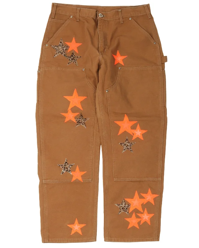 Vegas Exclusive Carhartt Star Patch Double Knee Carpenter Pants Casual Plaid Pants