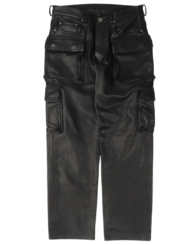 Leather 9 Pocket Cargo Pants Elegant Silk Pants