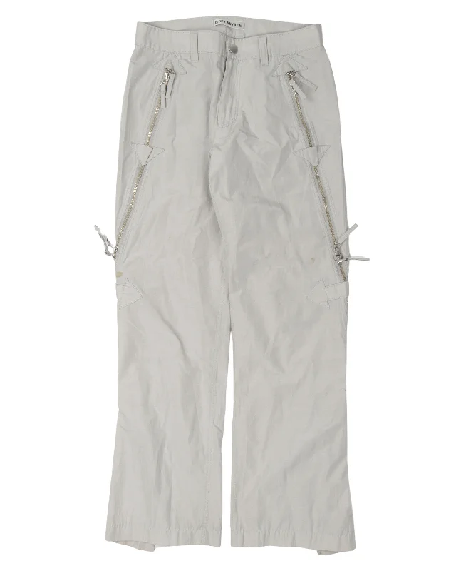 Zipper Nylon Pants Casual Sweatpants Style