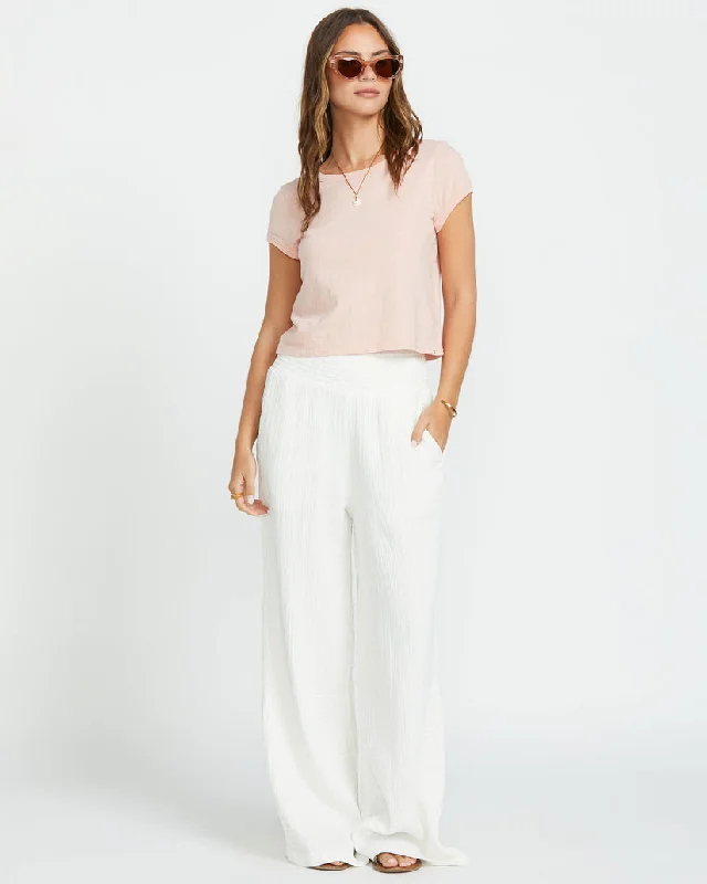 Billabong New Waves Gauze Elastic Waist Pants - SALT CRYSTAL Modern Bootcut Pants