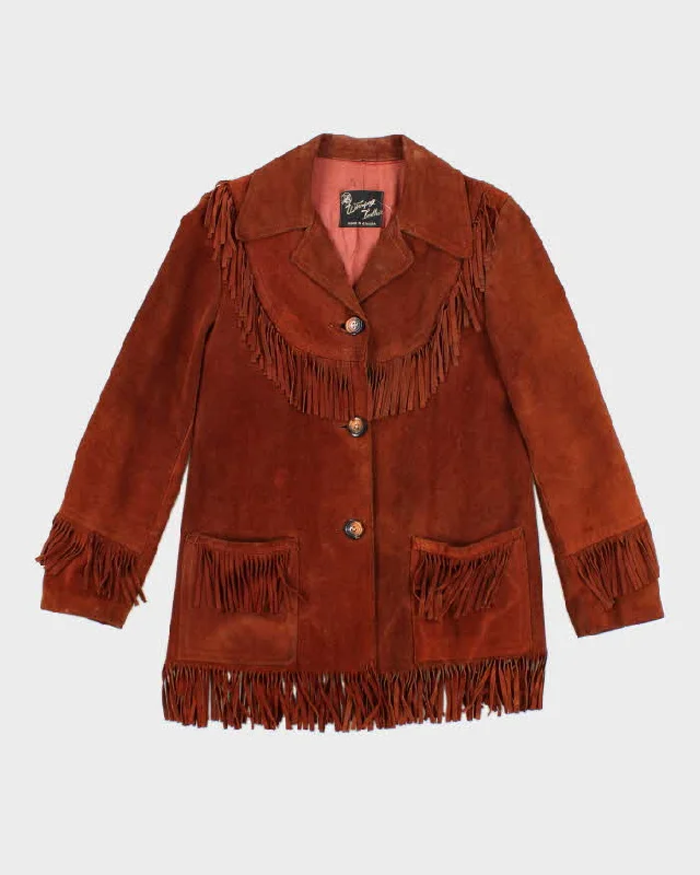Vintage 80's Winnipeg Leather Fringe Button Up Suede Jacket - M Jacket Blazer Coat