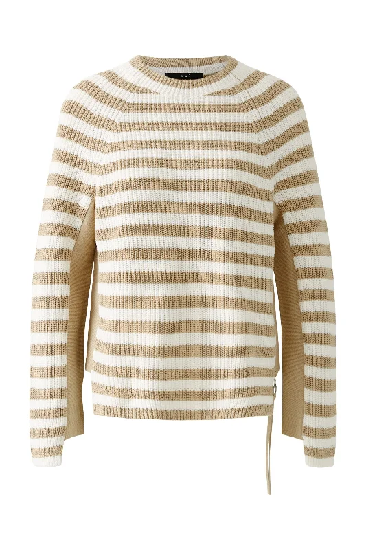 OUI Stone White Stripe Sweater Lightweight Heavyweight Midweight