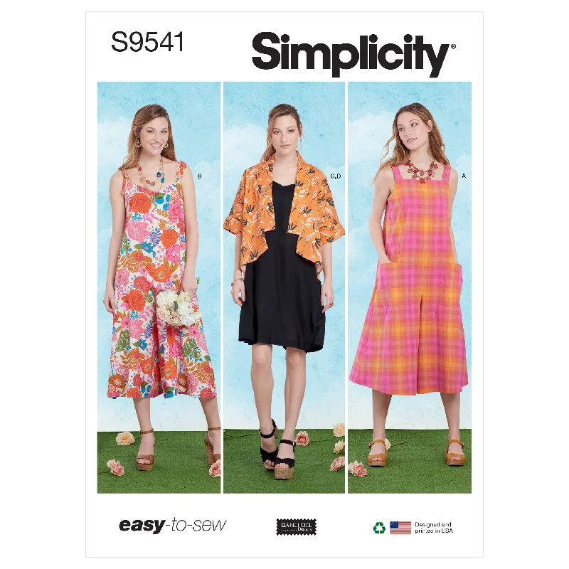 Simplicity SS9541 Miss Jumpsuit, Dress, Jacket Hoodie Zip-Up Jacket Button-Up Jacket Simplicity SS9541 Miss Jumpsuit, Dress, Jacket Hoodie Zip-Up Jacket Button-Up Jacket