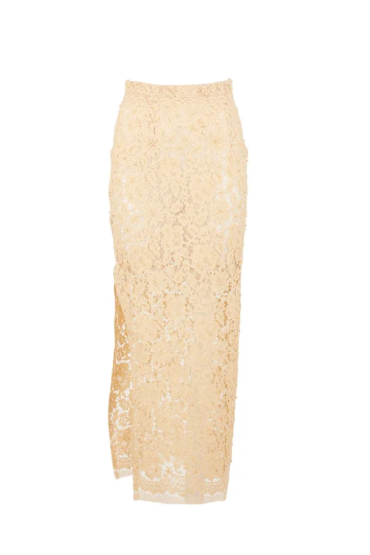 Miel Lace Maxi Skirt elastic waist skirt
