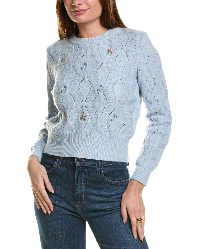 ANNA KAY Flores Cashmere-Blend Sweater Cable Knit Ribbed Knit Lace Knit