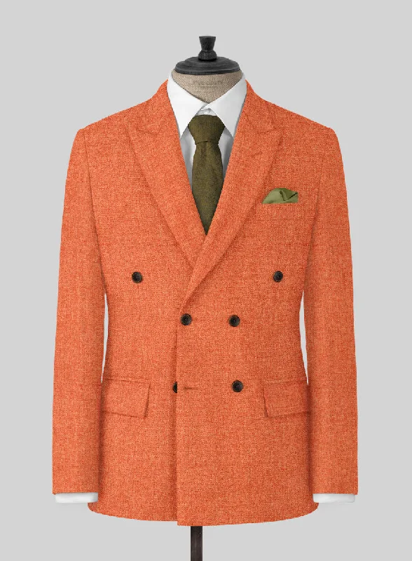 Naples Spring Orange Tweed Jacket Hooded Jacket Caped Jacket Shawl Collar Jacket