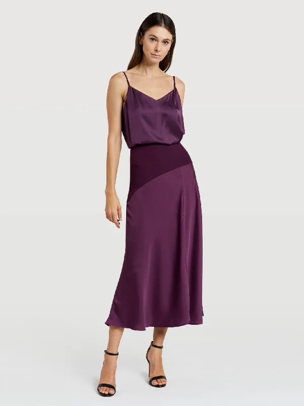 Slip skirt with contrast pannel corduroy skirt textured