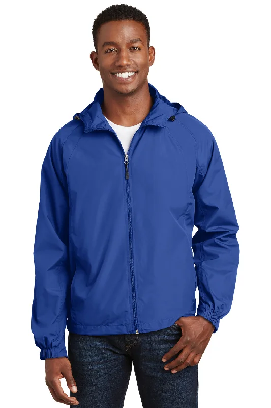 Sport-Tek Mens Water Resistant Full Zip Hooded Jacket - True Royal Blue Zippered Jacket Buttoned Jacket Snapped Jacket Sport-Tek Mens Water Resistant Full Zip Hooded Jacket - True Royal Blue Zippered Jacket Buttoned Jacket Snapped Jacket