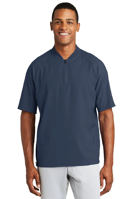 New Era Mens Cage Wind & Water Resistant 1/4 Zip Jacket - Navy Blue Fleece Fabric Down Fabric Feather Fabric New Era Mens Cage Wind & Water Resistant 1/4 Zip Jacket - Navy Blue Fleece Fabric Down Fabric Feather Fabric