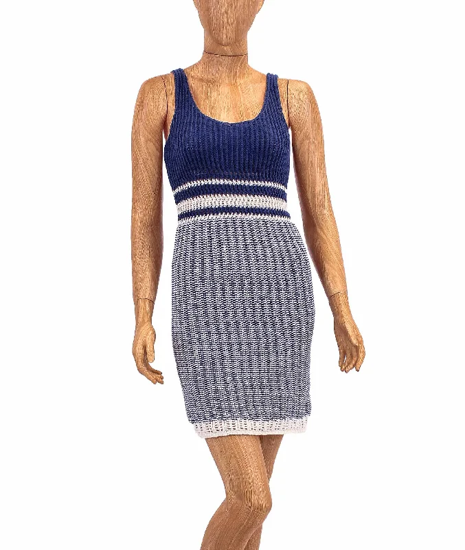 Sleeveless Bodycon Sweater Dress Ribbed Striped Patterned