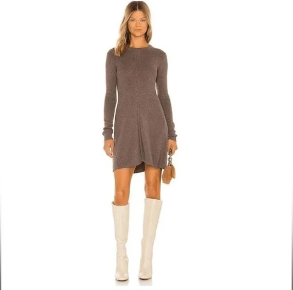 T2 HD0423 SWEATER MINI-ICED COFFEE : LG Houndstooth Herringbone Solid