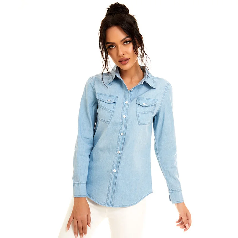 Women's Denim Irregular Pocket Shirt Jacket Wool Fabric Cashmere Fabric Tweed Fabric Women's Denim Irregular Pocket Shirt Jacket Wool Fabric Cashmere Fabric Tweed Fabric