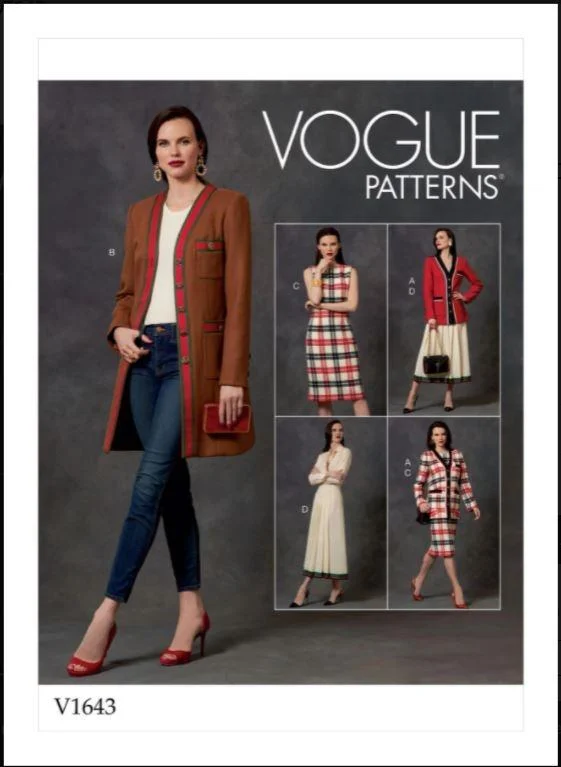 Vogue Pattern V1643 Misses'/Misses' Petite Jacket, Dress and Skirt Plaid Jacket Tartan Jacket Houndstooth Jacket Vogue Pattern V1643 Misses'/Misses' Petite Jacket, Dress and Skirt Plaid Jacket Tartan Jacket Houndstooth Jacket