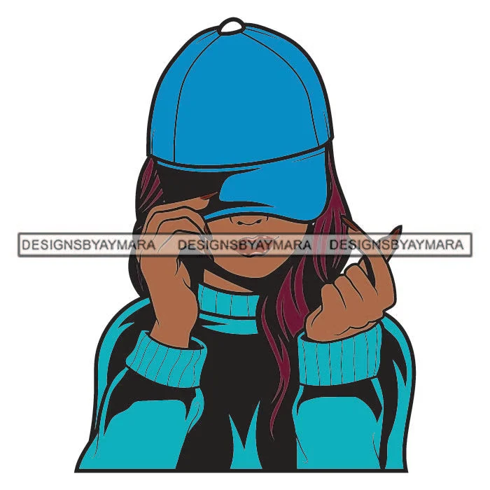 Hustler Cute Lola Girl Blue Baseball Hat Cap No Face Long Hair Nails Sweater Cold Weather Outfit Fashion Woman Designs For T-Shirt and Other Products SVG PNG JPG Cutting Files For Silhouette Cricut and More! Tailored Straight A-Line