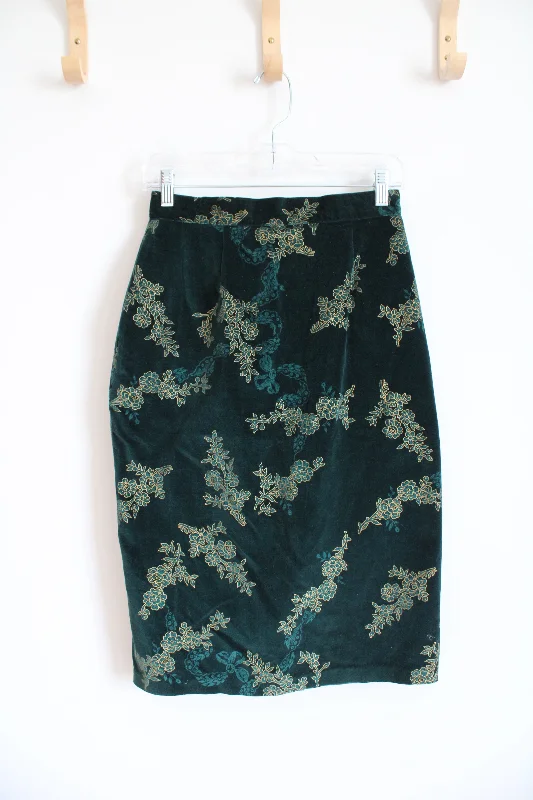 J. Christopher Vintage Green & Gold Floral Velvet Skirt | 10 summer skirt style