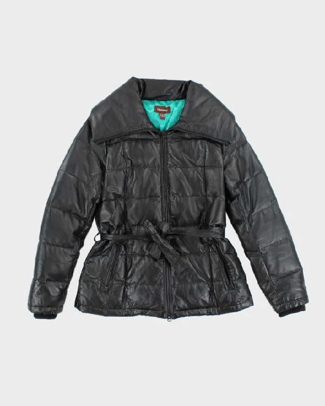 Vintage Y2K Danier Heavyweight Insulated Leather Puffer Jacket - M Knit Fabric Woven Fabric Fleece Fabric Vintage Y2K Danier Heavyweight Insulated Leather Puffer Jacket - M Knit Fabric Woven Fabric Fleece Fabric