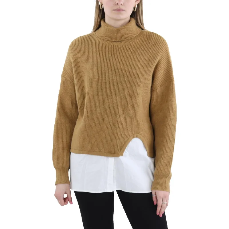 Gracia Womens Knit Long Sleeve Turtleneck Sweater Modern Contemporary Chic
