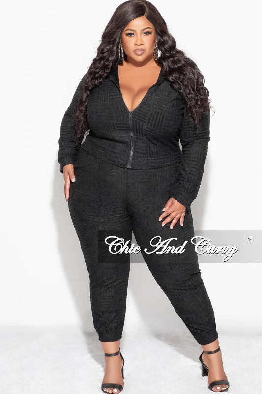Final Sale Plus Size 2pc Velvet Hooded Zip-Up Jacket and Pants Set in Black Hooded Jacket Caped Jacket Shawl Collar Jacket Final Sale Plus Size 2pc Velvet Hooded Zip-Up Jacket and Pants Set in Black Hooded Jacket Caped Jacket Shawl Collar Jacket