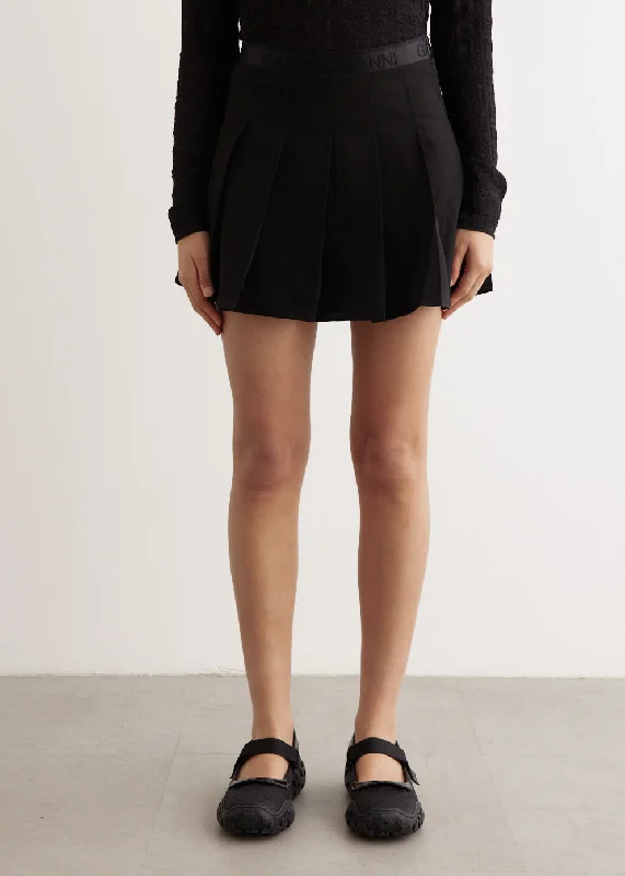 Light Twill Pleated Mini Skirt silk skirt elegant