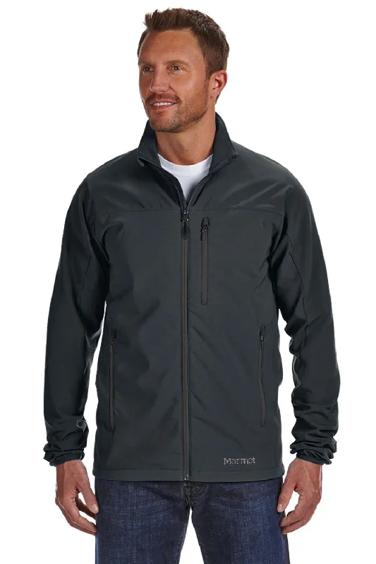Marmot Mens Tempo Water Resistant Full Zip Jacket - Black - Closeout Zippered Front Buttoned Front Snap Front Marmot Mens Tempo Water Resistant Full Zip Jacket - Black - Closeout Zippered Front Buttoned Front Snap Front
