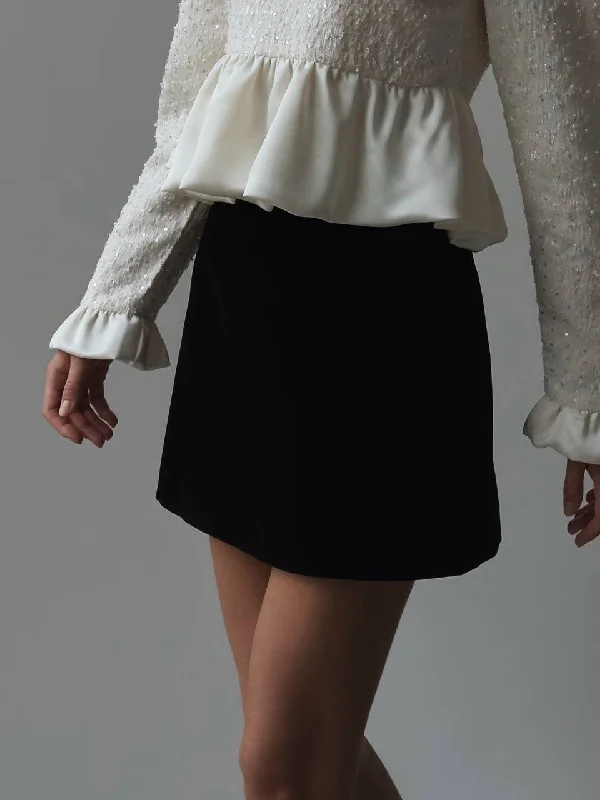 Classic Black Mini Skirt wool skirt warm