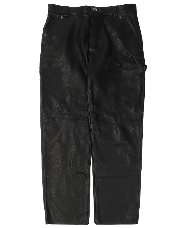 Leather Fleur Knee Pants Wide-Legged Palazzos