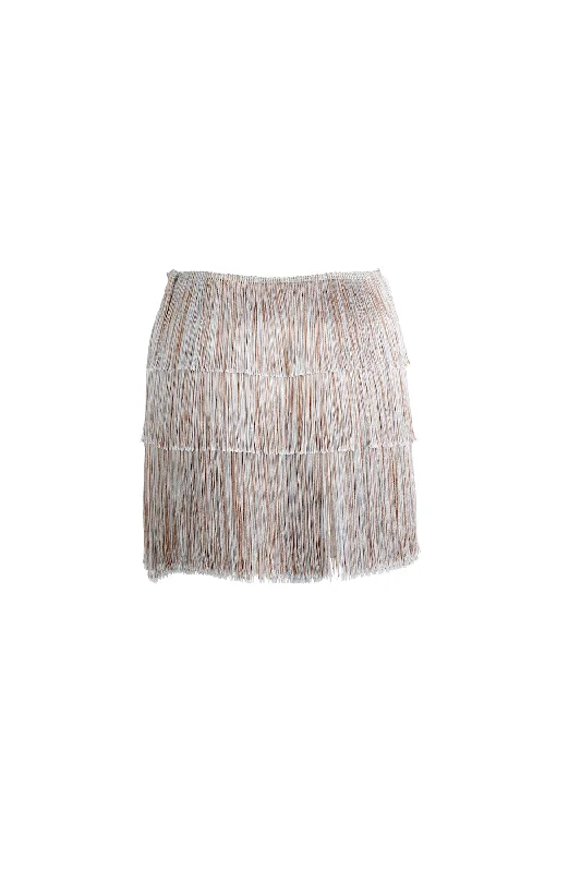 Moonlight Fringe Skirt button skirt front