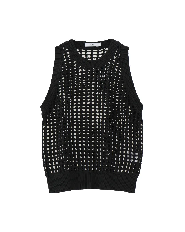 CROCHETED SWEATER TANK TOP 11391 Chenille Blend Fleece Blend Nylon Blend