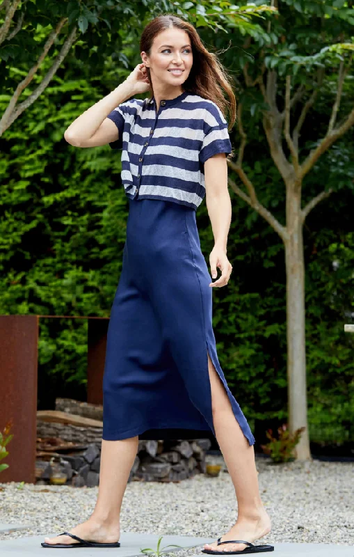 Avi Combo Sweater Dress Boxy Sweater Fitted Sweater A-Line