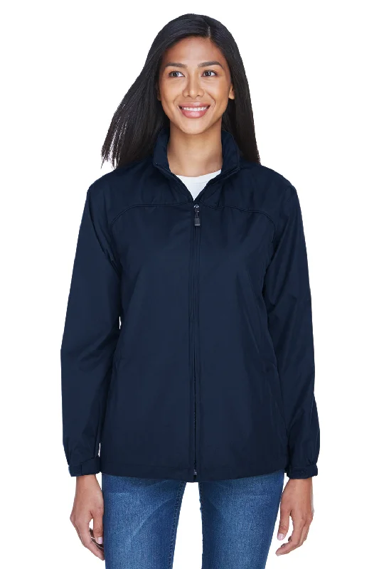 North End Womens Techno Lite Water Resistant Full Zip Hooded Jacket - Midnight Navy Blue Lace Jacket Ribbed Jacket Sequined Jacket