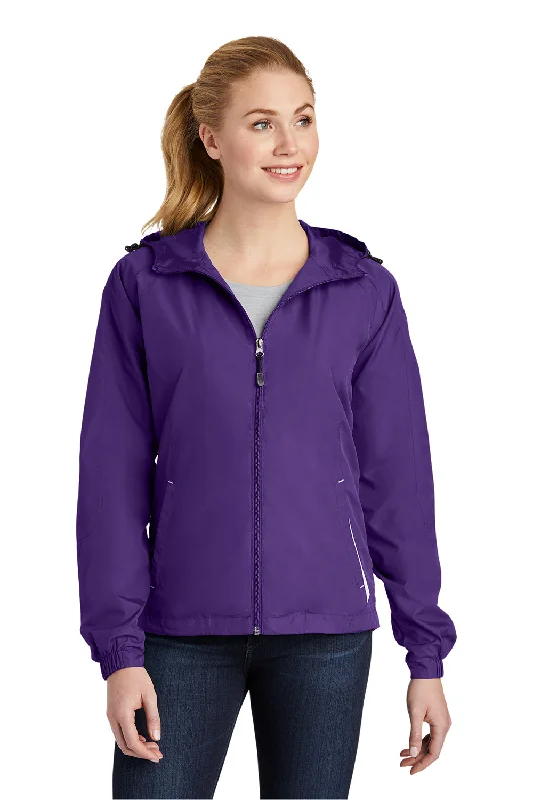 Sport-Tek Womens Water Resistant Full Zip Hooded Jacket - Purple/White - Closeout One-Shoulder Jacket Off-the-Shoulder Jacket Asymmetrical Jacket Sport-Tek Womens Water Resistant Full Zip Hooded Jacket - Purple/White - Closeout One-Shoulder Jacket Off-the-Shoulder Jacket Asymmetrical Jacket