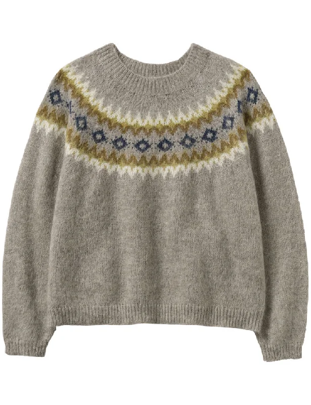 Toast Fair Isle Yoke Mohair Blend Easy Sweater Green Multi Thin Thick Dense