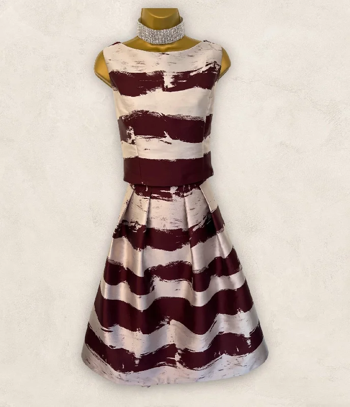 Phase Eight Burgundy & Metallic Silver Skirt & Top UK 14 US 10 EU 42 leather skirt durable