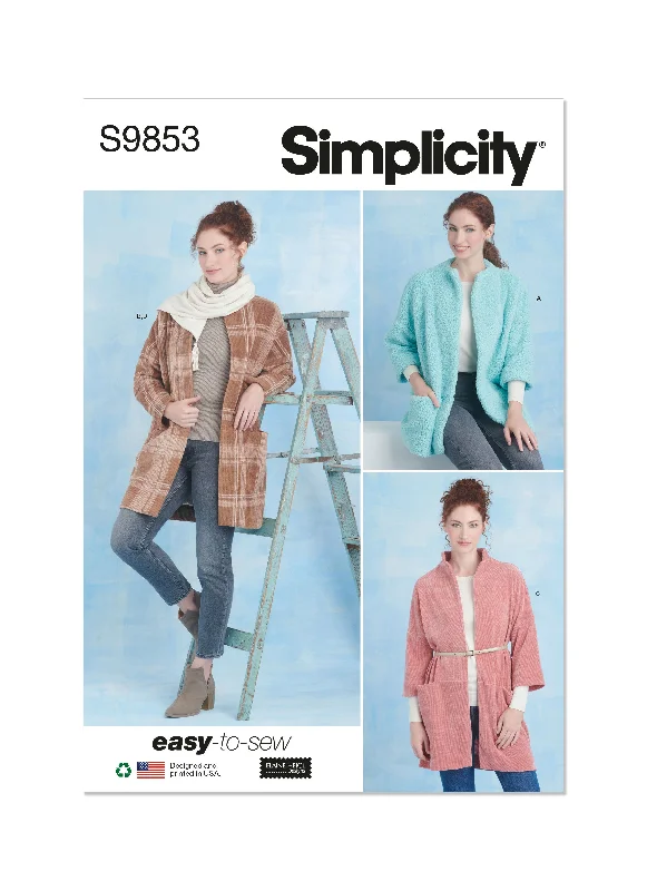 Simplicity Pattern S9853 Misses' Jacket Coat Denim Jacket Leather Jacket Suede Jacket Simplicity Pattern S9853 Misses' Jacket Coat Denim Jacket Leather Jacket Suede Jacket