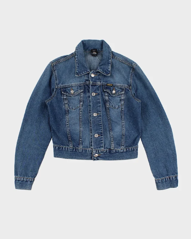 Y2K 00s Diesel Fitted Denim Jacket - S Trench Coat Raincoat Waterproof Jacket