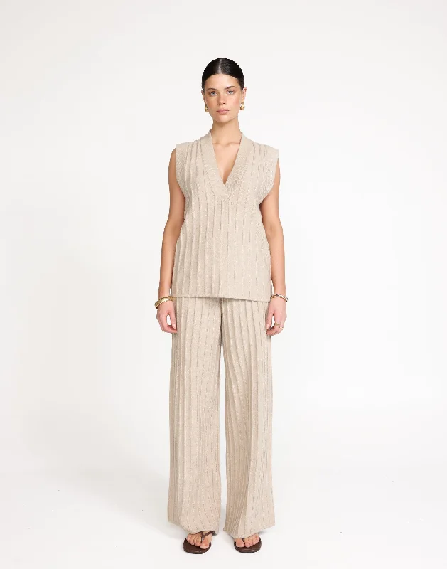 Lucie Pants (Latte) Trendy Wide-Leg Pants