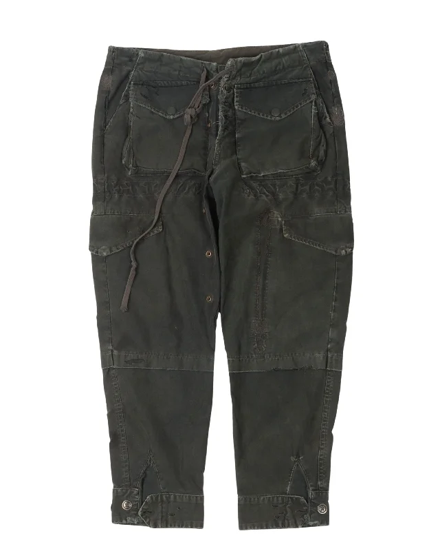 Black Boat Sateen GL Cargo Lounge Pant Stylish Paperbag Waist Pants