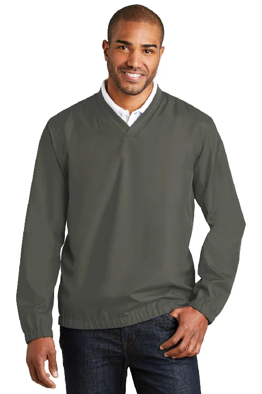 Port Authority Mens Zephyr Wind & Water Resistant V-Neck Wind Jacket - Steel Grey - Closeout Stand-Up Collar Roll-Neck Collar Turtle Neck Port Authority Mens Zephyr Wind & Water Resistant V-Neck Wind Jacket - Steel Grey - Closeout Stand-Up Collar Roll-Neck Collar Turtle Neck