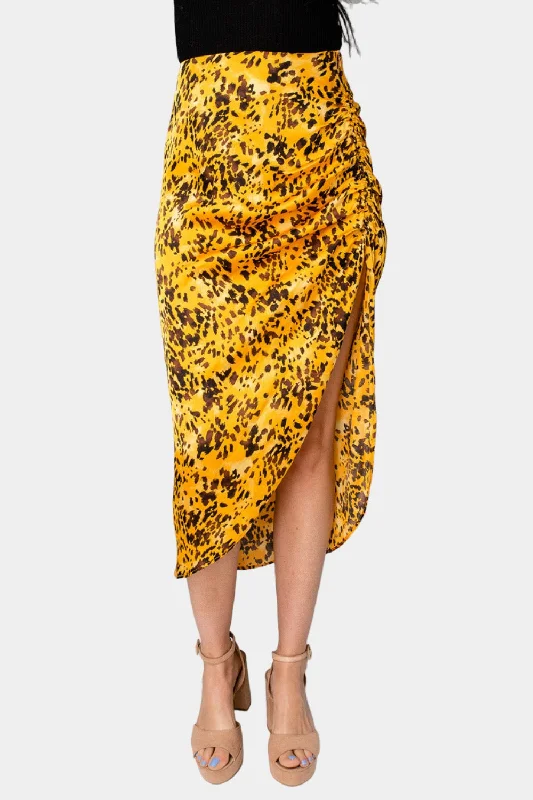 Marie Zip Fron Midi Skirt - Tortoiseshell patchwork skirt art