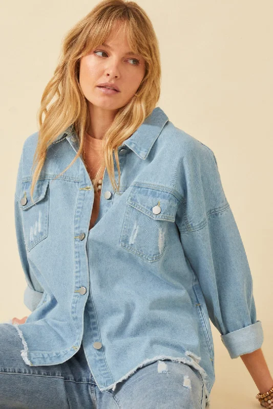 Distressed Oversized Denim Jacket Denim Jacket Leather Jacket Suede Jacket